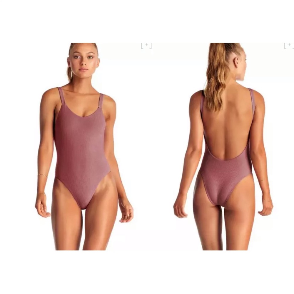 Vitamin A Leah ribbed one piece swimsuit rose D/12